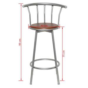 Ensemble de 2 tabourets de bar pivotants standard en MDF marron et acier - Product Image 5