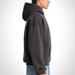 Sweat-shirts à capuche en molleton de coton gris 450 GSM pour hommes, coupe ample, grande taille, style Y2K, streetwear, logo personnalisé, production en gros de haute qualité - Product Image 3