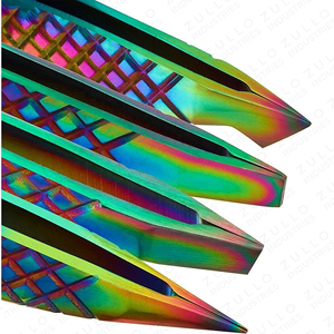 4PCS Rainbow Stainless Steel Eyebrow Tweezers Set Diamond Grip Protective Tube Powder Coated Beauty Grooming <b>Tool</b> OEM - Product Image 6