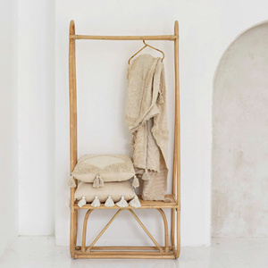 Porte-vêtements en rotin tressé, penderie ouverte, tringle à vêtements, organisateur pour magasin de vêtements et maison - Product Image 6