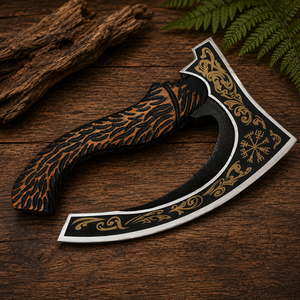Hacha Decorativa Nórdica Vikinga con Hoja de Acero Inoxidable, Mango de Madera de Palisandro, Funda de Cuero Ecológica, Ideal para Regalo - Product Image 6