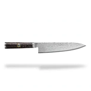 Cuchillo de Chef Clásico de 8 Pulgadas con Hoja Plateada Estampada y Mango Estilo Madera Marrón para Cortar Frutas y Verduras, Preparación de Alimentos - Product Image 1
