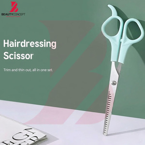 Ciseaux de coiffure professionnels OEM à manche en plastique vert, en acier inoxydable, pour la texture des cheveux, outils de barbier et de salon - Product Image 5