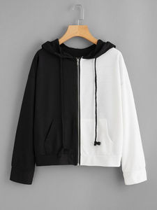 Sudadera corta con media cremallera para mujer, de manga larga, forro polar, con orificio para el pulgar, color liso, chaqueta cálida de forro polar - Product Image 4