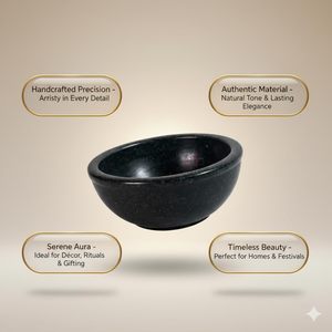 Moderna Tazón de Mármol Negro - Tazón Decorativo Multifuncional para Frutas, Ideal para Celebraciones de Diwali y Ramadán |   Era de Piedra - Product Image 3