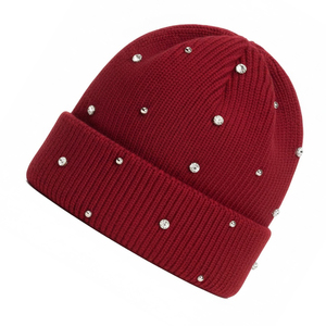 Bonnets d'hiver personnalisés de haute qualité avec logo en strass, faible MOQ, style strass, bonnets en laine. - Product Image 1