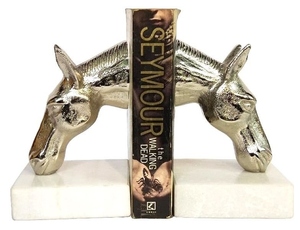 New design Horse Head Bookend Set with Marble Base Decorative Metal Animal Sculpture <b>Book</b> Holder Custom Size Finish New design - Product Image 4