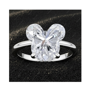 Anillo de Compromiso Solitario de Plata de Ley 925 Chapado en Oro con Diamante Cultivado en Laboratorio con Corte Mickey Mouse Original, Certificado GIA IGI, DEF VVS VS, Regalos - Product Image 1