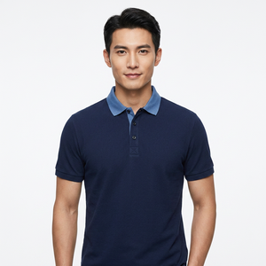 Men's <b>Navy</b> <b>Blue</b> Short Sleeve <b>Polo</b> <b>Shirt</b> 100% Cotton Breathable Casual Solid Design Regular Fit - Product Image 6