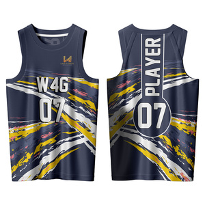 Uniformes de basket-ball réversibles sans manches pour hommes, col rond, logo imprimé sur le devant, 100% polyester, respirant, anti-transpiration - Product Image 6