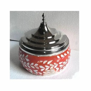 Mother Pearl Steel Polished Modern <b>Serving</b> <b>Bowl</b> Bone Inlay Elegant Party Decorative Chocolate Platter FAIZA CRAFT - Product Image 5