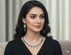 ชุดสร้อยคอทองเหลืองโบราณเคลือบด้านสำหรับผู้หญิง ทนทานต่อการขีดข่วน เหมาะสำหรับการสวมใส่แบบดั้งเดิม งานเฉลิมฉลอง และคอลเลกชันเจ้าสาว - Product Image 4