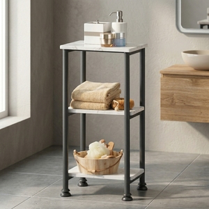 Estantería de almacenamiento para el hogar al por mayor, fabricada en Taiwán, de 3 niveles, de vidrio, para baño, de acero, para esquina, DIY - Product Image 1