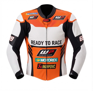 Men’s CE Level 2 Cowhide Leather Moto <b>Racing</b> <b>Jacket</b>/Chaqueta Motorcycle Track Protective Riding Approved Gear - Product Image 1