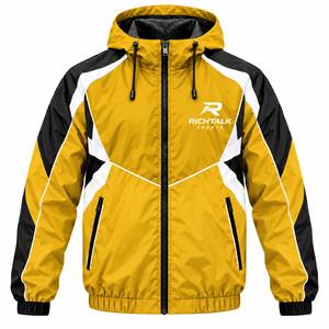 Men's Hooded Sporty <b>Racer</b> <b>Jacket</b> Windproof Zipper Front Color Blocking Design Autumn Outdoor Wear - Product Image 6