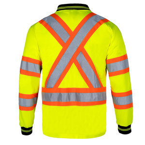 Reflective Tape Long Sleeve Polo <b>Shirt</b> High Vis Safety Workwear Roadwork & Industrial Construction Full Sleeve Polo <b>Shirts</b> - Product Image 6