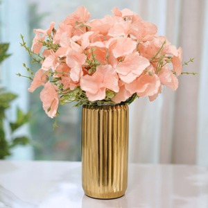 Home Bloom Modern Tabletop <b>Vase</b> Gold Finish Handmade Vertical <b>Ribbed</b> Design Decorative Container - Product Image 4