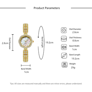 NW1305 Montre-bracelet à quartz pour femme, design cadran en forme de fleur avec surface coquillage et diamants - Product Image 5