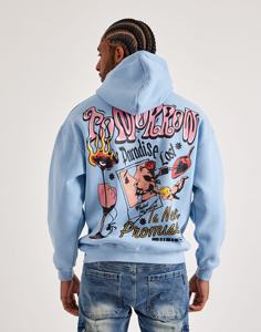 Pull-over de luxe personnalisé en gros 100% coton mélangé Boxy Heavyweight Oversized Letter Cropped Hooded Screen Print Custom logo - Product Image 3