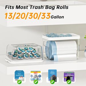 Organisateur de cuisine 2-en-1 : support pour sacs poubelles avec couvercles amovibles, conteneur pour lessive et dosettes lave-vaisselle, distributeur de sacs poubelles - Product Image 4