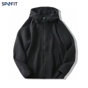 Sudadera con capucha de forro polar de doble cara para hombre, gruesa, cortavientos, cálida, ecológica, de talla grande, con cremallera, para invierno - Product Image 2