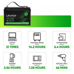 Batería de Litio Recargable HR de 12.8V 100Ah LiFePo4, 5000 Ciclos, Energía Solar, Uso en Vehículos Recreativos, Negra, 1280Wh - Product Image 4