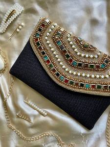 Plated Brass Antique Imitation <b>Clutch</b> <b>Bag</b> with <b>Green</b> and Purple Stone Inlay and Chain Strap <b>for</b> Women Party <b>Wedding</b> Wear Gifts - Product Image 6
