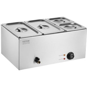 Mesa de Vapor Eléctrica Comercial de 16.4QT, 1200W, Baño María Profesional de Acero Inoxidable, Equipo para Calentar y Mantener Alimentos con 4 Recipientes - Product Image 1