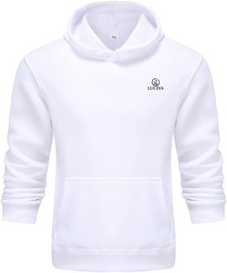 Sweat-shirt à capuche blanc pour homme OEM, coupe classique, en molleton de coton, effet vieilli, pour l'hiver - Product Image 1