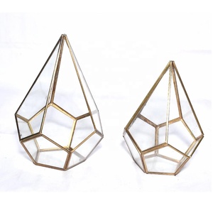 Terrarium géométrique en verre avec côtés en laiton pour plantes, idéal pour l'intérieur et l'extérieur, pour succulentes, cactus, fougères et mousse - Product Image 3