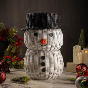 Grand Bonhomme de Neige en Rotin pour Décorations de Noël Extérieures, Meilleure Qualité, Fait Main, Naturel - Product Image 1