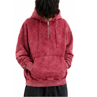 Vente en gros Sweat à capuche unisexe à fermeture éclair courte, en molleton épais délavé à l'acide, style streetwear, avec broderie personnalisée, Fabricant de vêtements