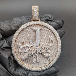 Custom Pendant Iced Out Moissanite Hip Hop Jewelry Round Nameplate Music Note Charm Pendant - Product Image 1