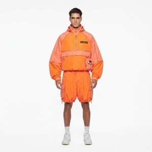 Custom Breathable Techwear <b>Men's</b> Anorak Tracksuit Set Nylon Windbreaker <b>Jacket</b> Front Logo Cargo Shorts Streetwear OEM ODM - Product Image 1