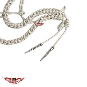 Aiguillette tressée avec embouts métalliques, cordons d'épaule argentés, aiguillette torsadée, aiguillette avec embout métallique - Product Image 3