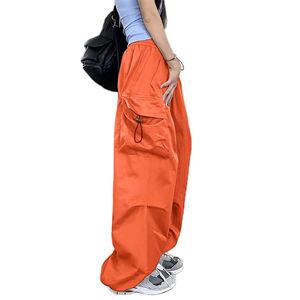 Custom Logo and Color Vintage Pockets High Waist Streetwear Baggy Casual Ladies Long Cargo Pant for Women Cargo <b>Trousers</b> - Product Image 4