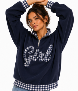 Conjunto de Sudadera con Capucha y Pantalones Cortos para Mujer, 100% Algodón, Cuello Alto, Estilo Holgado, Bordado con Letras Griegas, Diseño Personalizado de Fábrica - Product Image 4