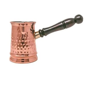 High End Copper Turkish Coffee Pot With Wooden Handle Round Traditional Design For Coffee Brewing - Product Image 1