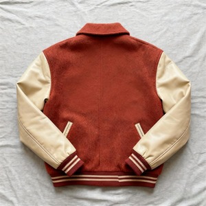 Chaqueta Varsity Bordada para Hombre, Roja, Mezcla de Lana, Informal, para Otoño, con Parche con Logotipo en la Parte Delantera, Diseño de Cierre de un Solo Botón - Product Image 2