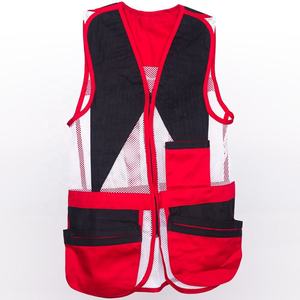 Gilet de chasse camouflage rouge et noir en maille imperméable unisexe sans manches respirant pour l'été en plein air - Product Image 1