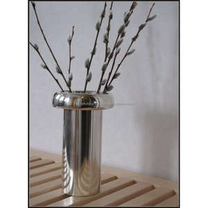 Florero niquelado, hoja de hierro, jarrón de mesa pulido de níquel alto, maceta elegante para Decoración - Product Image 4