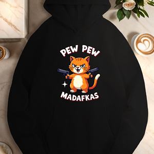 Humor Cat PEW MADAFKAS sudaderas con capucha para mujer - Product Image 3