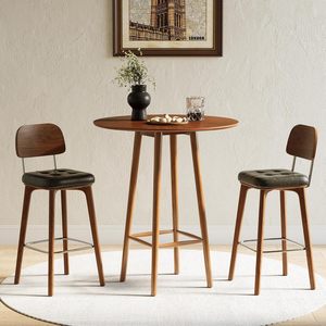 Solid Wood Round <b>Table</b> Walnut | Contemporary Side <b>Table</b> Hotel Cafe Restaurant Furniture - Product Image 5