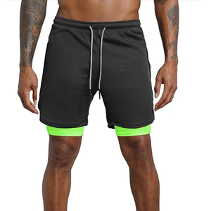 Pantalones Cortos Deportivos 2 en 1 para Hombre, con Forro de Compresión, para Gimnasio, Entrenamiento, Correr, con Bolsillo para Teléfono, Fabricante Mayorista - Product Image 2