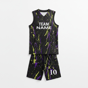 Uniforme de Baloncesto Personalizado de Manga Corta de Alta Calidad, Impreso, al por Mayor, 100% Poliéster de Secado Rápido - Product Image 1
