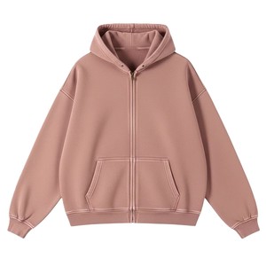 Men's Oversized Hooded Zip-Up Fleece Sweatshirt Solid Color Pocket Design Casual Autumn Wear Anti-Pilling Washed Knitted - Product Image 5