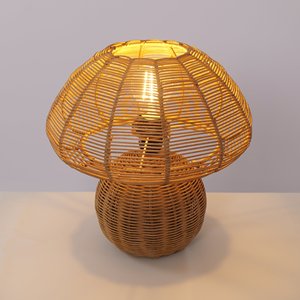Best Selling Rattan Mushroom Shaped Table Lamp for Kids Study Room Children Bedroom Natural Sidetable <b>Light</b> Lamps - Product Image 6