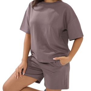 Conjunto de Camiseta y Pantalones Cortos de Algodón Extra Grande para Mujer, Ropa Casual de Verano, Traje de Dos Piezas, Logotipo Personalizado, Venta al Por Mayor OEM - Product Image 2