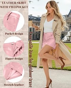 Minifalda de Cuero Personalizable para Mujer, Cintura Alta, Elástica, Ajustada, para Fiesta, Falda de Cuero PU, Fabricación OEM ODM - Product Image 2