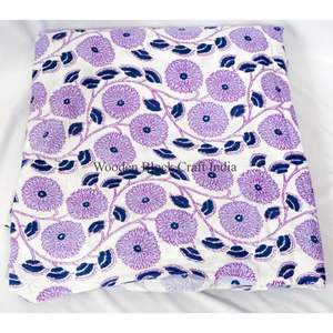 Tissu en coton imprimé à la main indien, écologique, de poids moyen, à motifs floraux multicolores, pour rideaux et décoration intérieure - Product Image 3